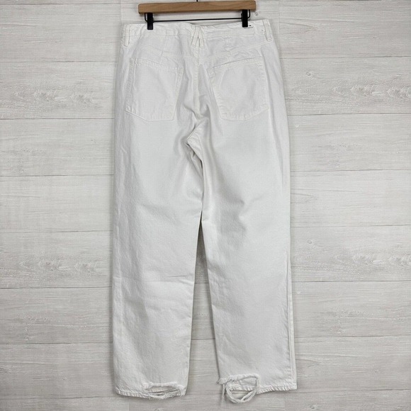 Good American Jeans 14/32 Waist 35‎ Good 90s Loose Fit Ripped Straight Leg White - Picture 6 of 16